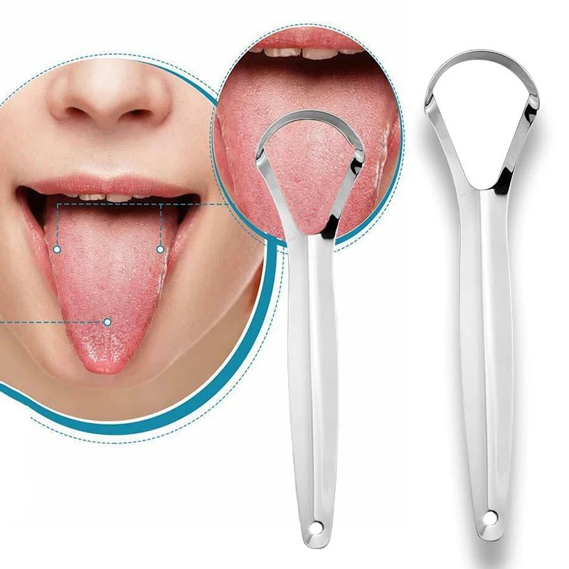 Stainless Steel Tongue Scraper Tongue Cleaner for Adults & Kids | Bad Breath Remover | Oral Hygiene Cleaner | Fresh Breath Cleaner | Reusable Metal Tongue Scraper | Anti-Slip Handle
