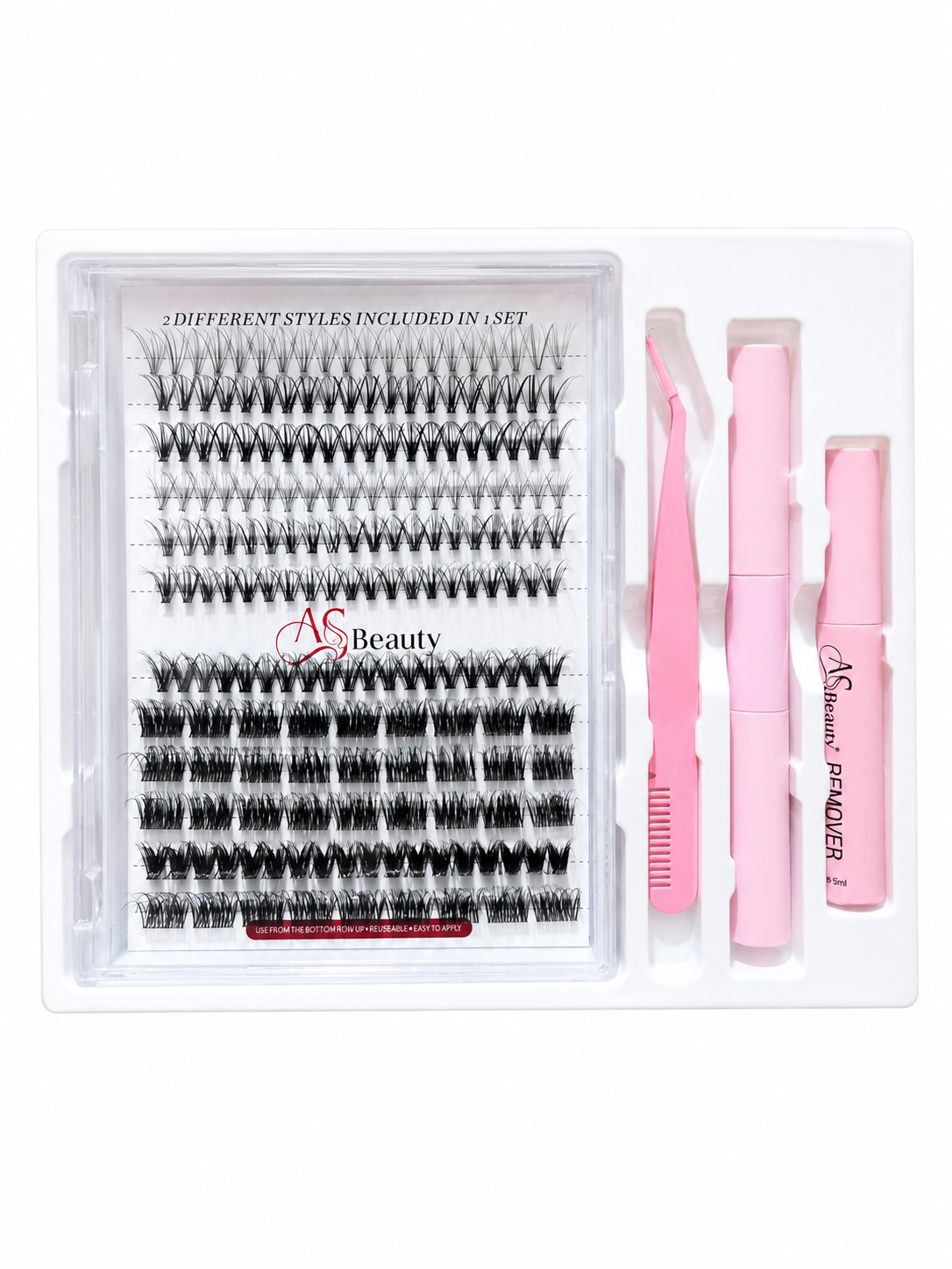 DIY Eyelash Extension Kit | Lash Cluster Kit with Waterproof Strong Hold Bond & Seal, Remover and Tweezers (200 Clusters)
