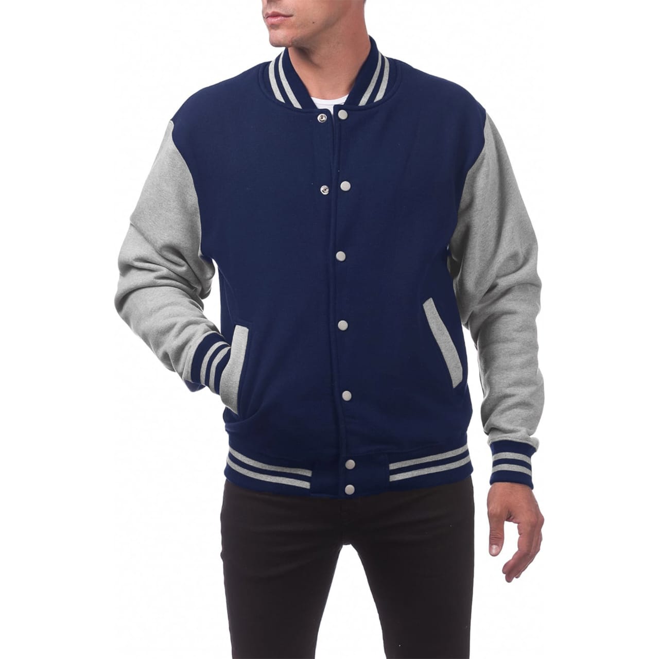 MK Garments - Baseball Varsity Jacket For Men/ Stylish Men Jacket / Navy Blue-Grey & Black-Yellow Combination Baseball Jacket For Men