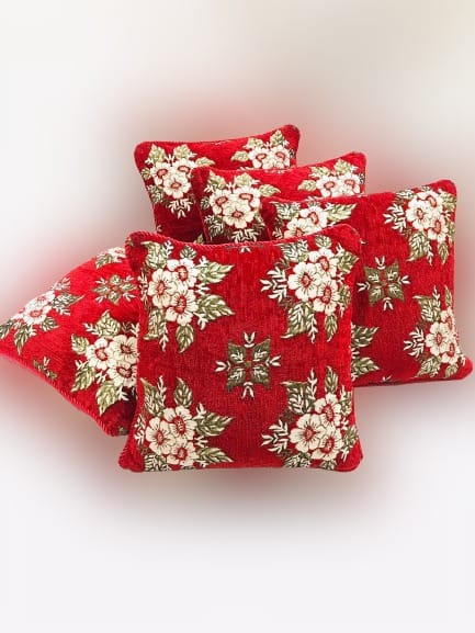 Velvet Jacquard Cushion Covers 5pcs Set Lifetime Color and Fabric Gaurantee