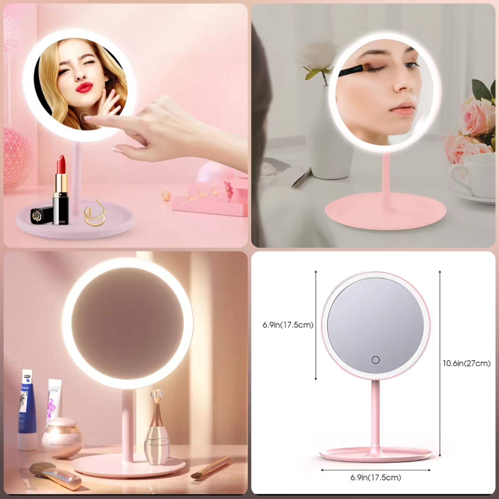 ss/Led Pocket Mirror Rechargeable Single Light /LED Lighted Compact Mirror,4 Inch 1X/5X Magnification Travel Makeup Mirror,Rechargeable Portable Compact Mirror with Light for Handbag, Purse, Pocket
