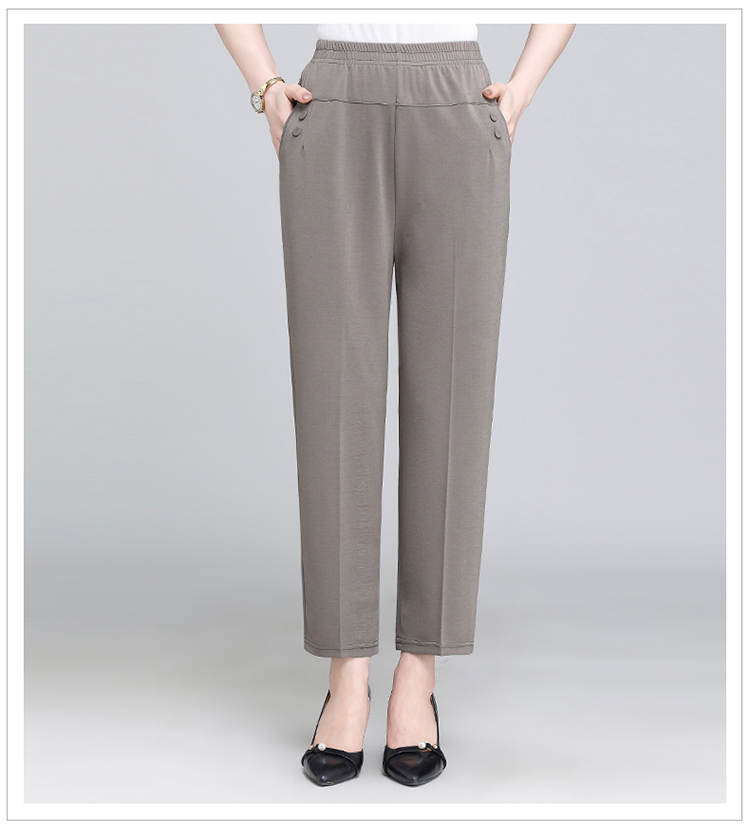 2022 Middle Aged and Old Women Spring Summer Pant Thin Elastic Waist Loose  Cotton Mother Long Casual Trousers Plus Size M-3XL