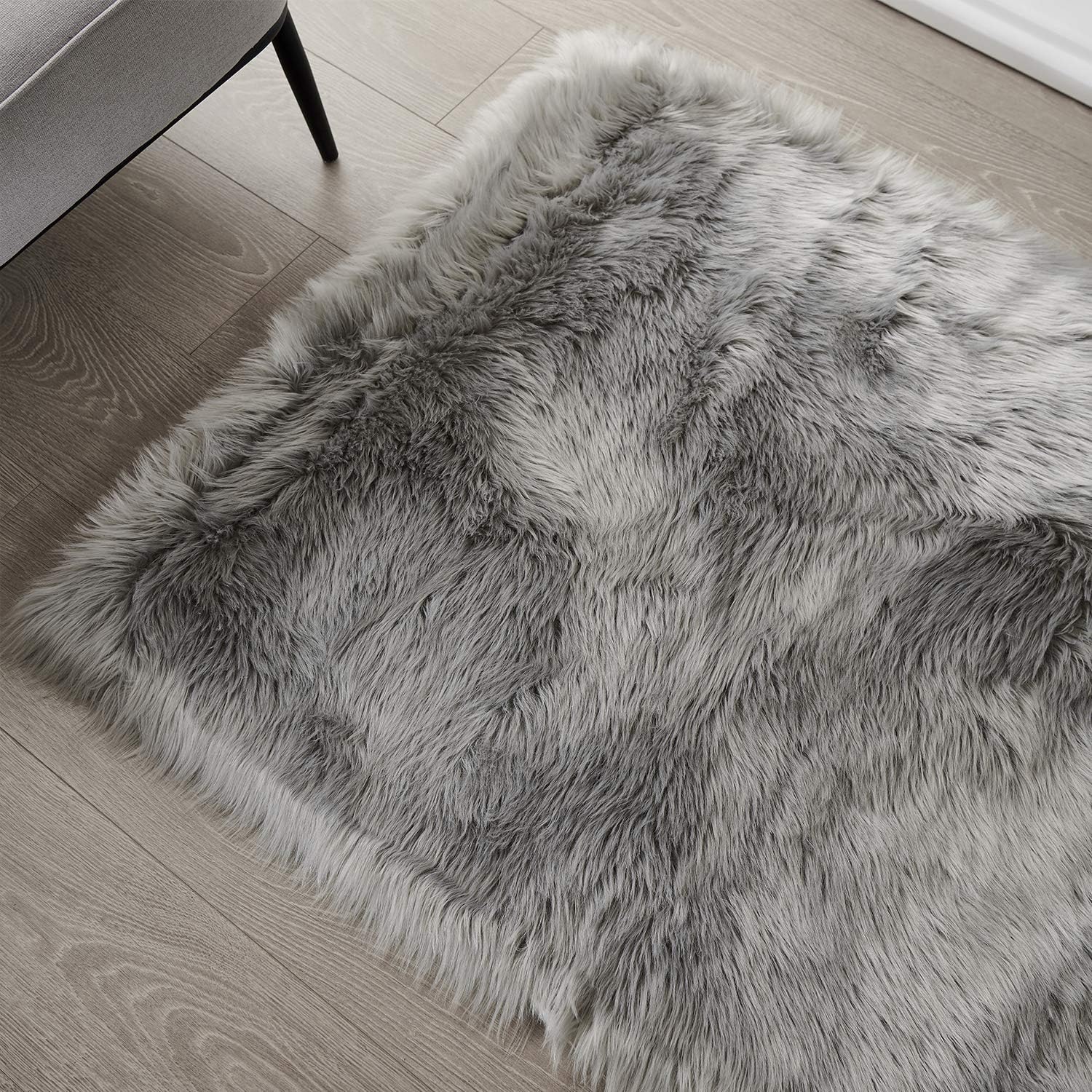 Faux Sheepskin Rug Grey Sheep Foot Door Mat Rug 24inch x 39inch