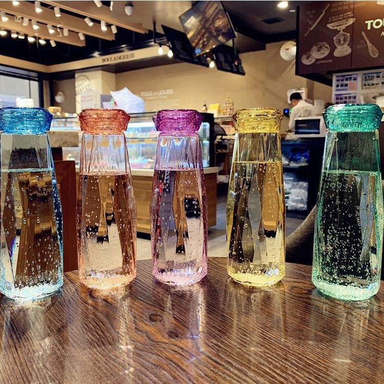 Smart Diamond Glass Colored Travel Water Bottle 500ml  Fancy & Stylish Bottles