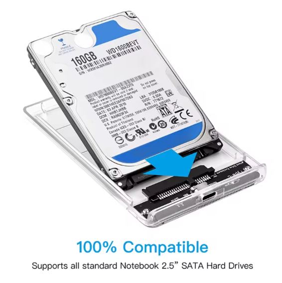 High-Speed USB 3.0 Portable HDD SSD 2.5" External Hard Drive Enclosure | Shockproof & Durable Hard Drive Case for Laptop & PC