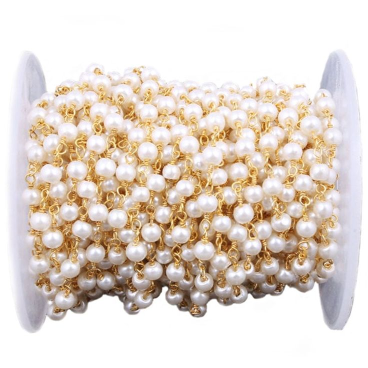 1/5/10 Yard Pearl Chain Roll | Luxury Pearl Beads Chain for DIY Jewelry & Dress Decoration