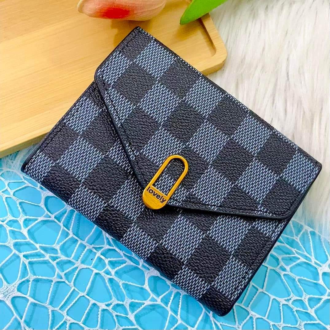 Korean Style Slim Trifold Faux Leather Wallet with Card Holder for Women