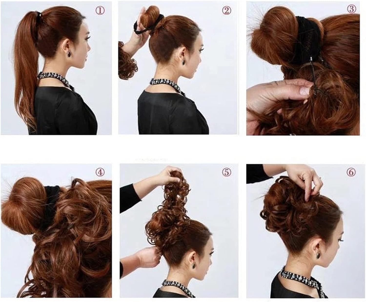 Hair Bun Curly Chignon Hair Extension Headband Hair Style Donut Roller Headband  Elastic Frill Hair Extension - Brown
