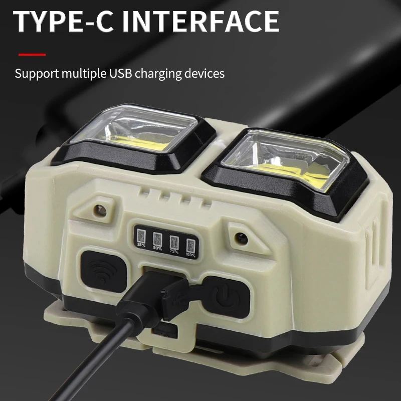 COB Sensor Headlamp LED Head Light Camping Fishing Mining Light Lamp Torch Flashlight Waterproof Headlight USB Rechargeable