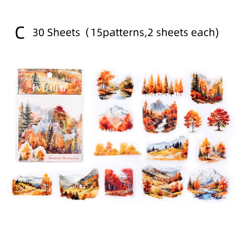 Panda Online 30PCS Forest And Forest Natural Series PET Waterproof ...