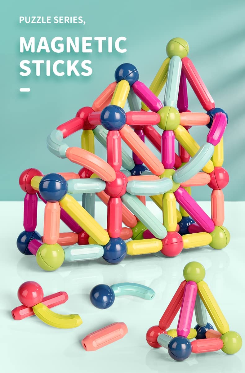 Children's Assembling Magnetic Engineering Construction Building Blocks 3D Magnetic Balls And Rods Set Buildings Block Magnets, Learning & Early Education Toy, DIY Magnetics Sticks Blocks, Play Group Toys, Toddler Assembling Play Games For Boys & Girls