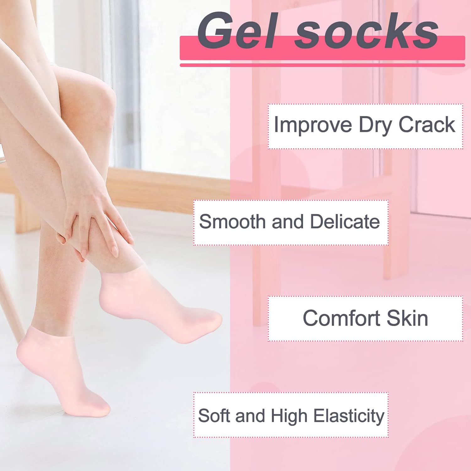 Silicone Moisturizing Gel Heel Socks – Unisex Foot Care and Comfort