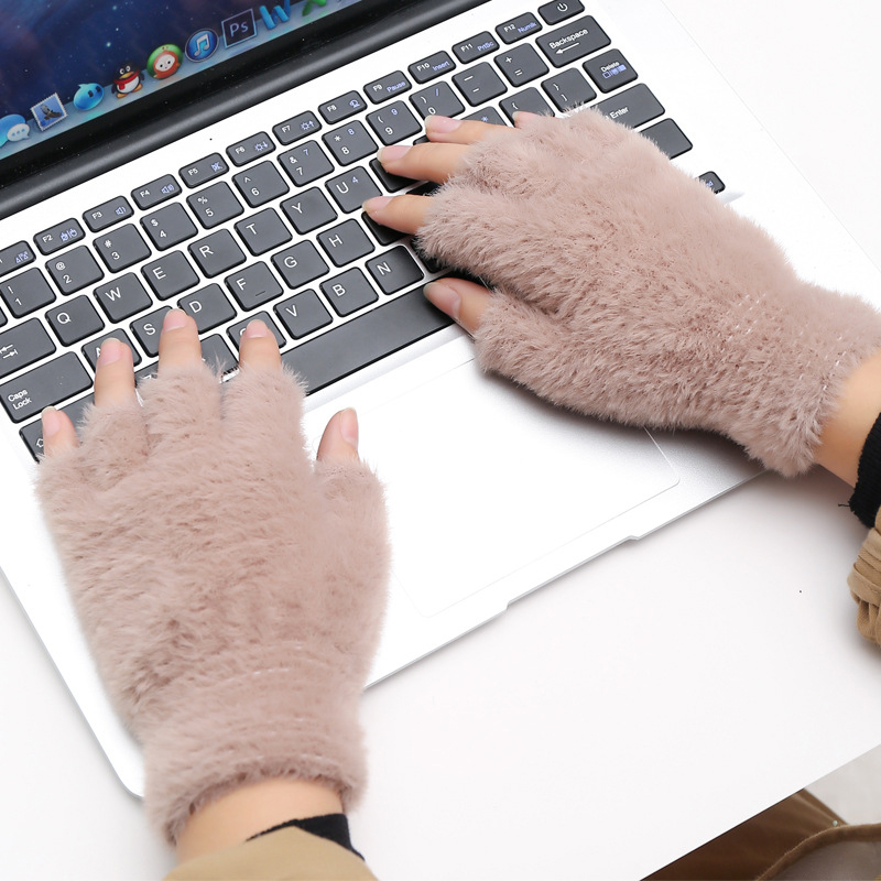 Typing How To Keep Hands Warm At Computer BIN-B Half Finger Gloves