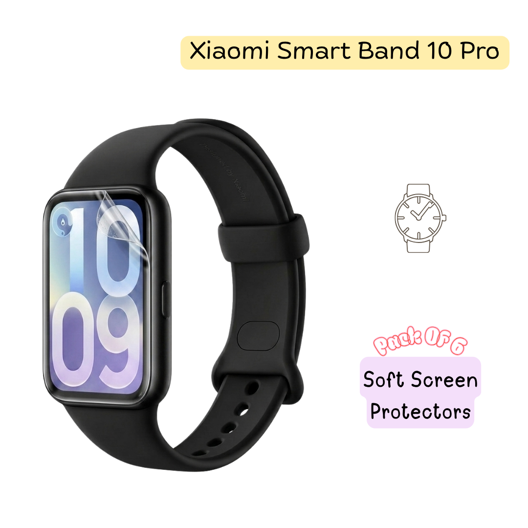 Pack of 6 – Xiaomi Mi Smart Band 10 Pro Hydrogel Screen Protectors – Soft Screen Protector | HD Clear | Self-Healing | Full Coverage Protection | Mi Smart Band 10 Pro Screen Protector | Generic