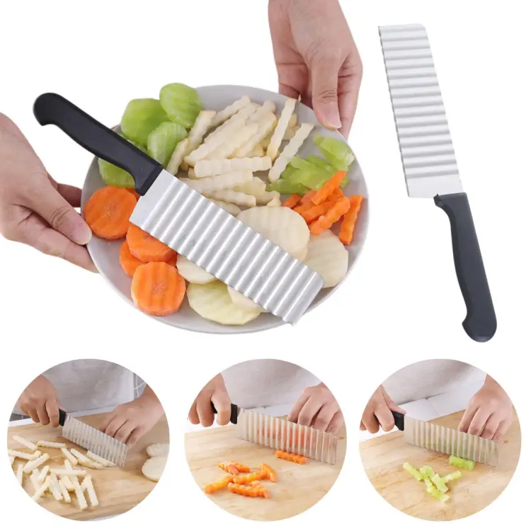 Crinkle Fries Cutter Knife with Handle Potato Slicer – Stainless Steel  Crinkle Knife – Multifunctional Knife Wavy Edged Potato cutter – Wavy  Chopper – Wavy Potato Slicer – Vegetable & Fruit Wavy knife