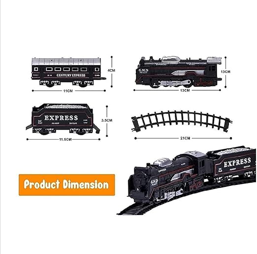 Train Set for Kids with Track Train - Battery Operated Railway Train with Light Games for Kids, Boys, Girls  (Black Train, 1 Set)