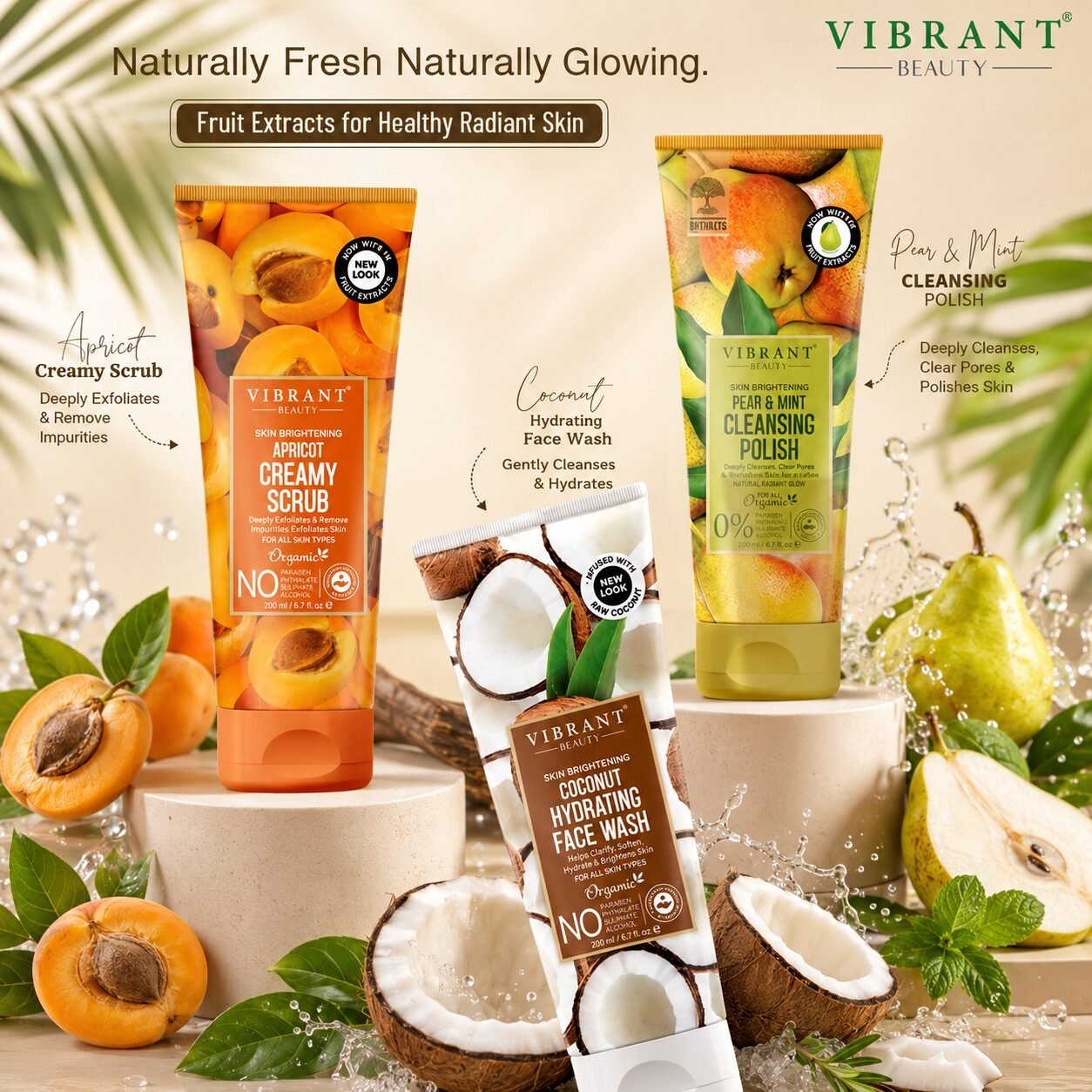 Vibrant Beauty Fruity Extracts Kit For Healthy Radiant Skin Pack of 3 | Personal Care Set | 200ml
