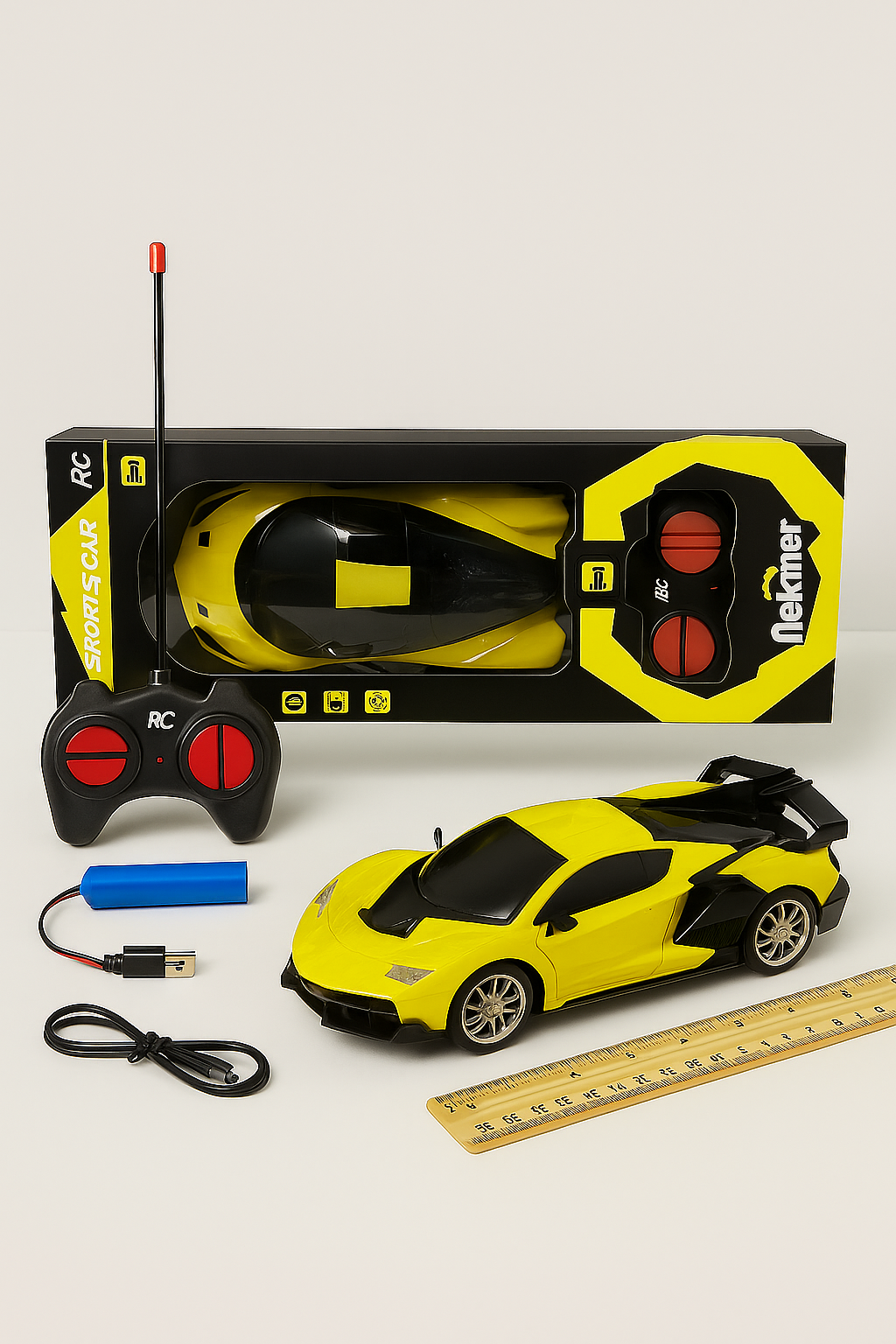 Rechargeable LED Light RC Racing Car with Remote Control for Kids - High-Speed Sports Car Toy for Boys & Girls