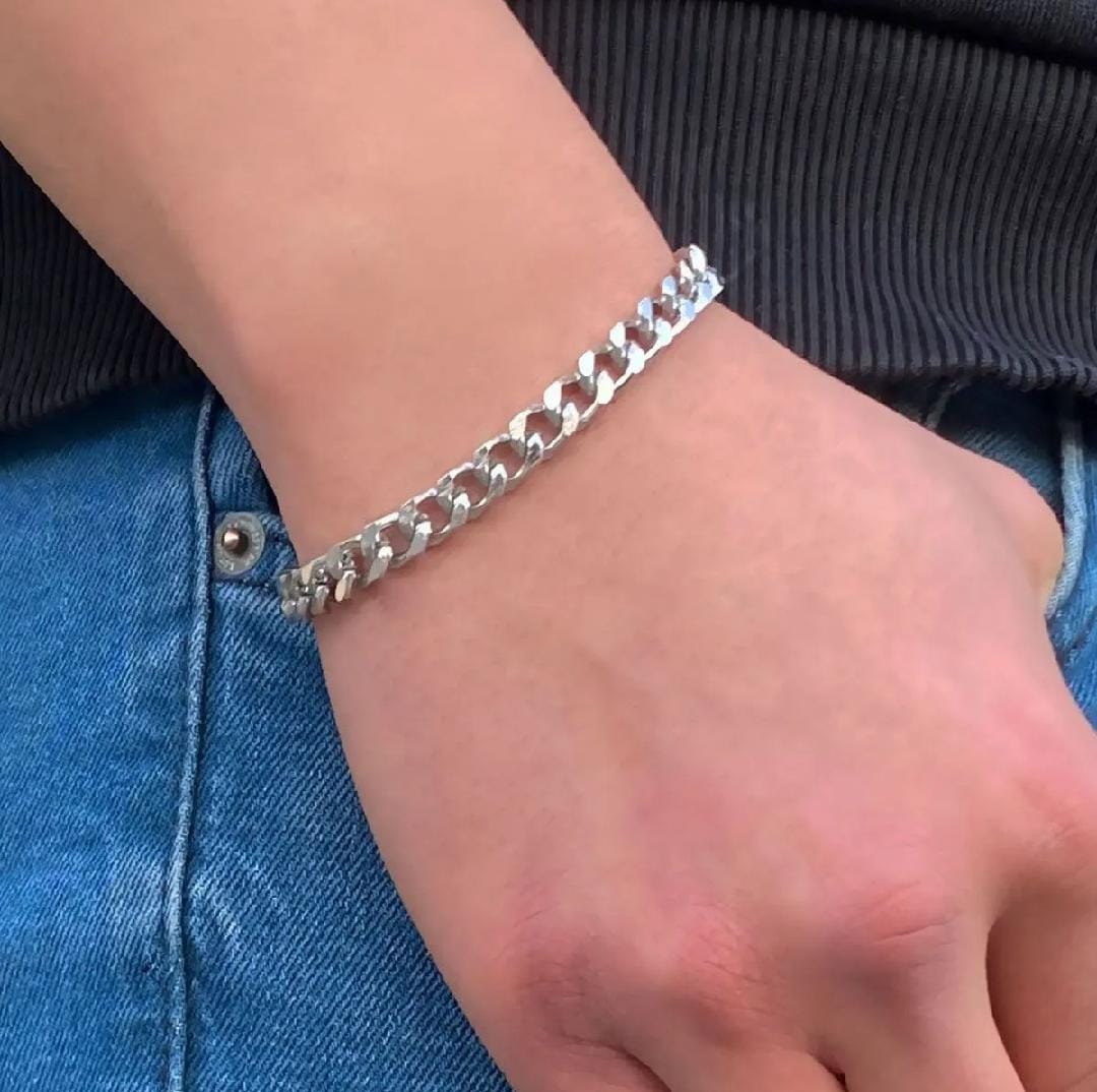 Silver Neck Chain With Free Bracelet For Girl & Boys
