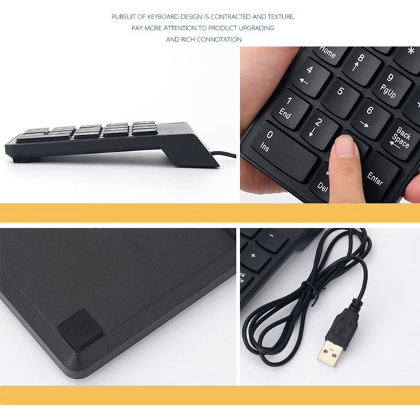 USB Numeric Keypad, Portable Mini Wired Numpad, 18 Keys Accounting Number Keyboard Extension, For Laptop Desktop Computer PC, Black