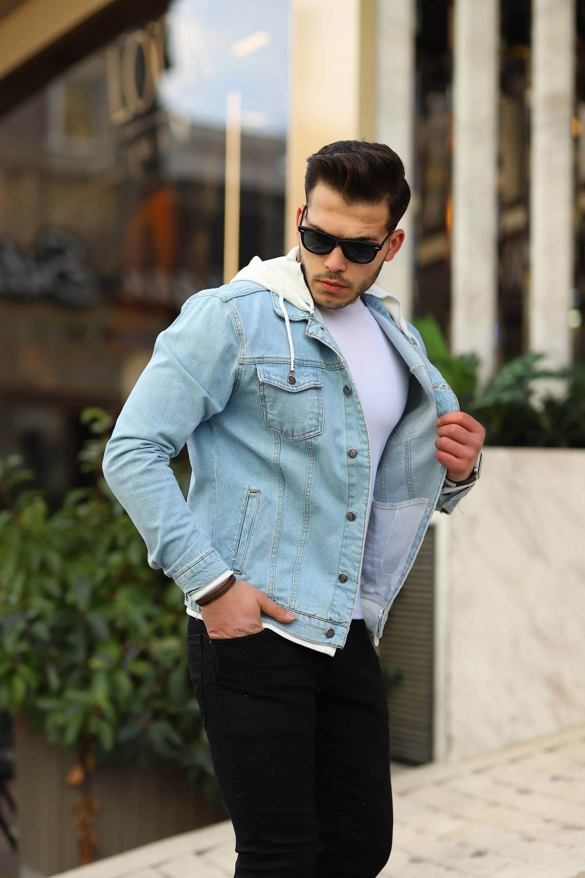 Mens Hooded Denim Jacket Home shopping 3