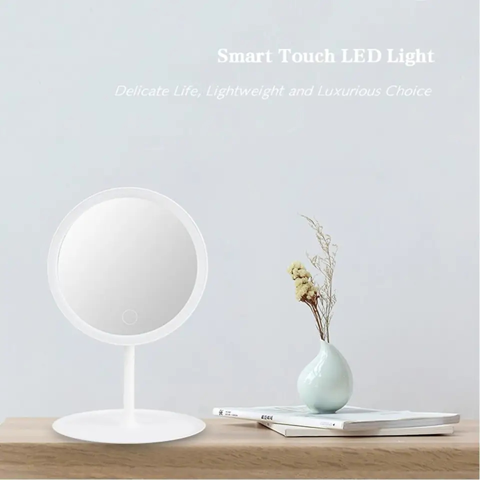 Makeup Mirror Stand - Portable LED Makeup Mirror With Stand Touch Screen, 3 Light Modes, Travel Friendly Beauty Vanity Mirror - Makeup Organizer By Swift Decor