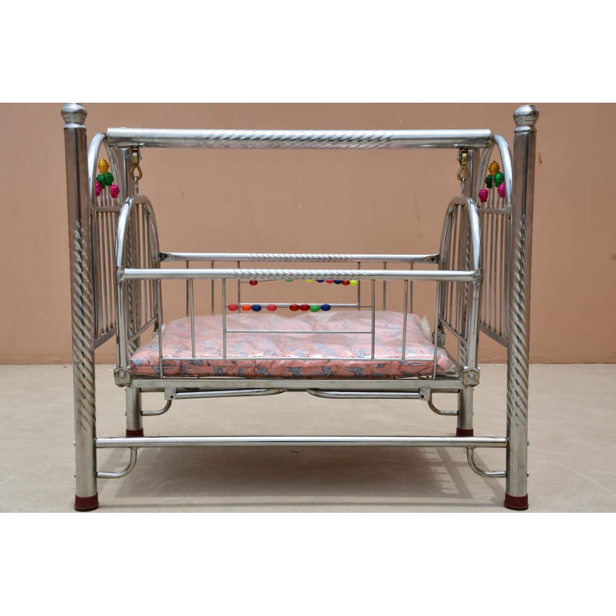 Royal Style Born Baby Silver Chrome Baby Swinging Cradle with