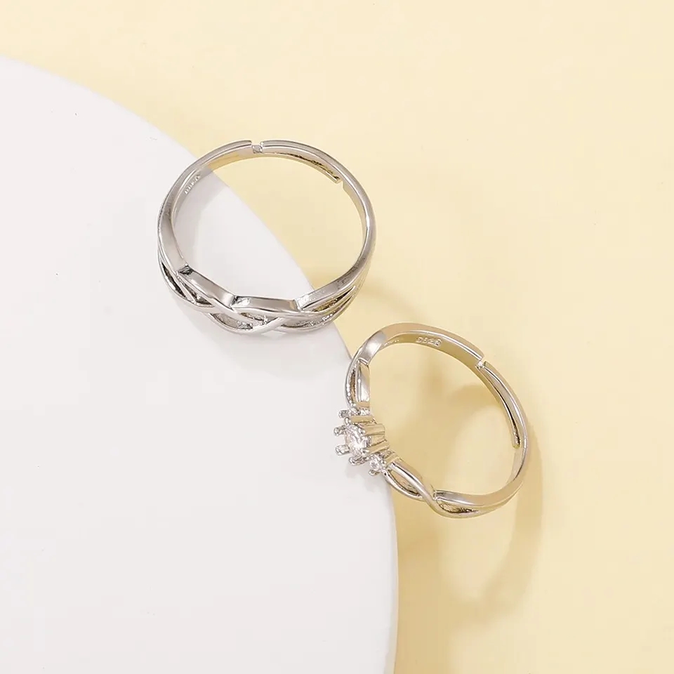 New Zircon Couple Ring For Women Men Fashion Flower Crown Proposal Promise Engagement Wedding jewelry