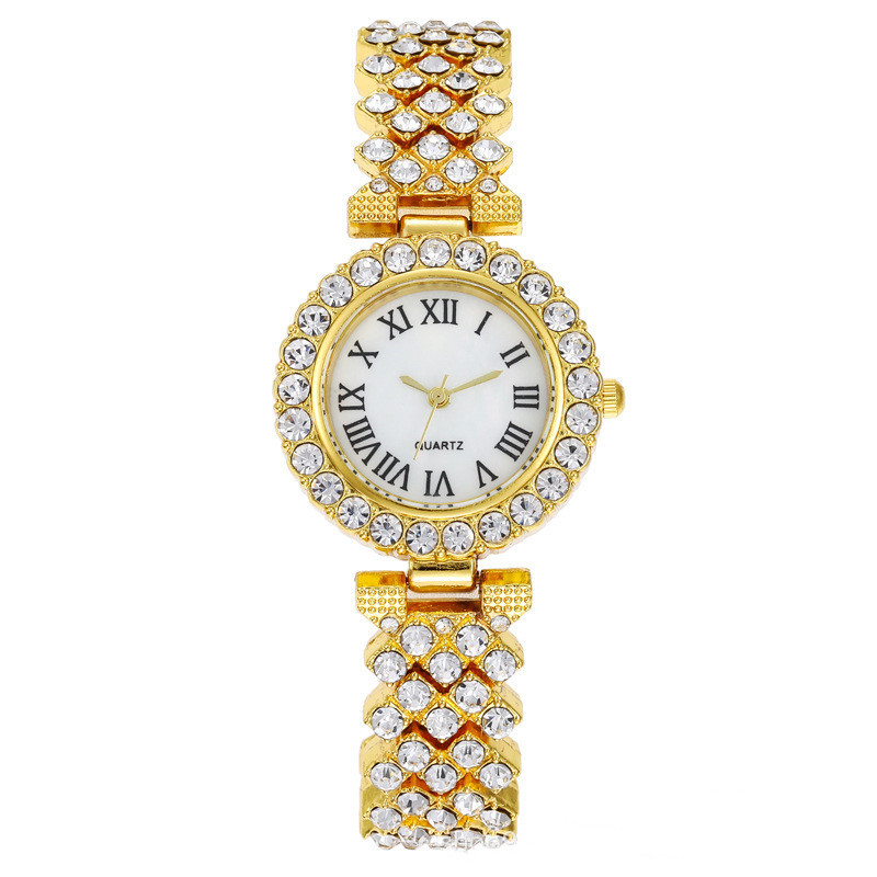 Full Rhinestone Steel Belt Ladies Watch Roman Face Stars Temperament
