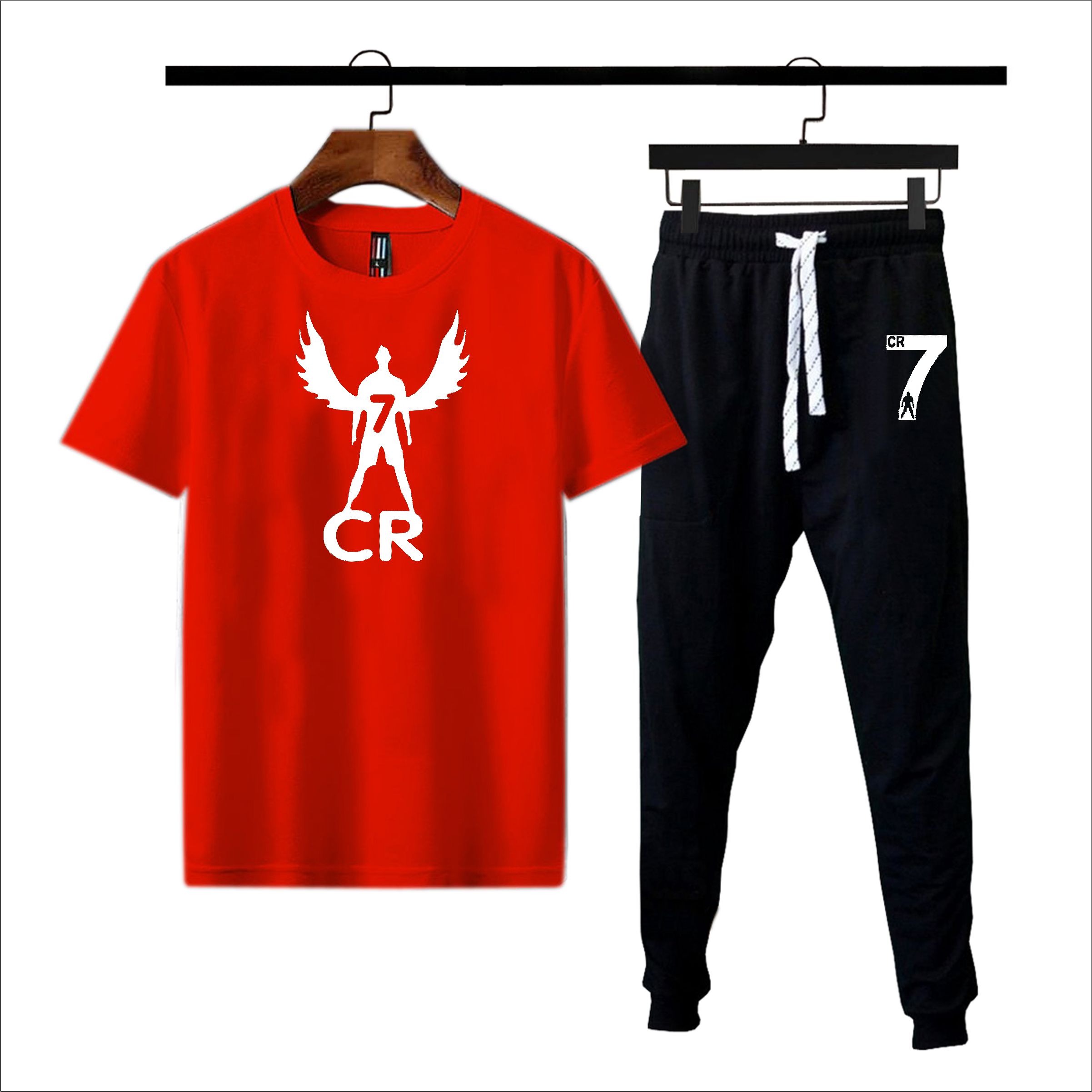 CR7 Summer Printed Tracksuit For Men & Boys | Soft & Comfortable Fabric Tshirts for men & Trouser Printed Tracksuit-yellow
