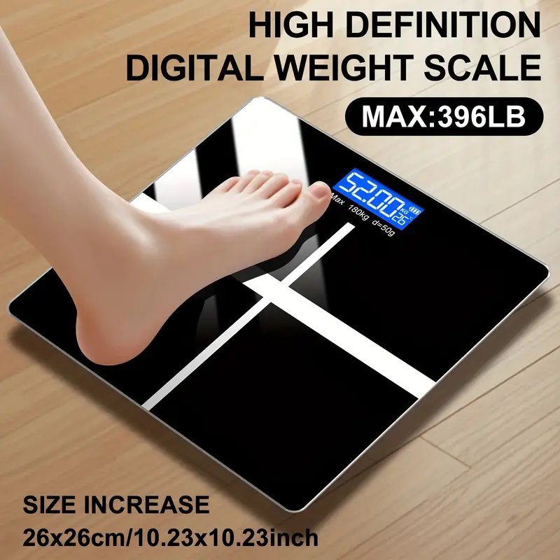 Upto 180kg iScale Rechargeable Weight Machine - 8mm Tempered Glass - Digital Heavy Duty Electronic Weighing Scale with Dual LED Display - Heavy Electric Weight Machine With Durable Steel Quality - For Home & Personal Use - Black//Blue/Silver