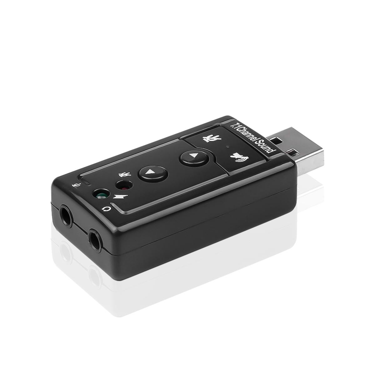 External USB Sound Card and Audio Adapter USB 2.0 Virtual 7.1 Channel Stereo 3.5mm Headphone Audio Adapter Microphone Sound Card and audio enhancer for Gamers