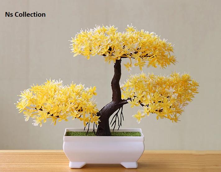Yellow Artificial Bonsai Decorative  Flowers Plants best for Home and office Decor