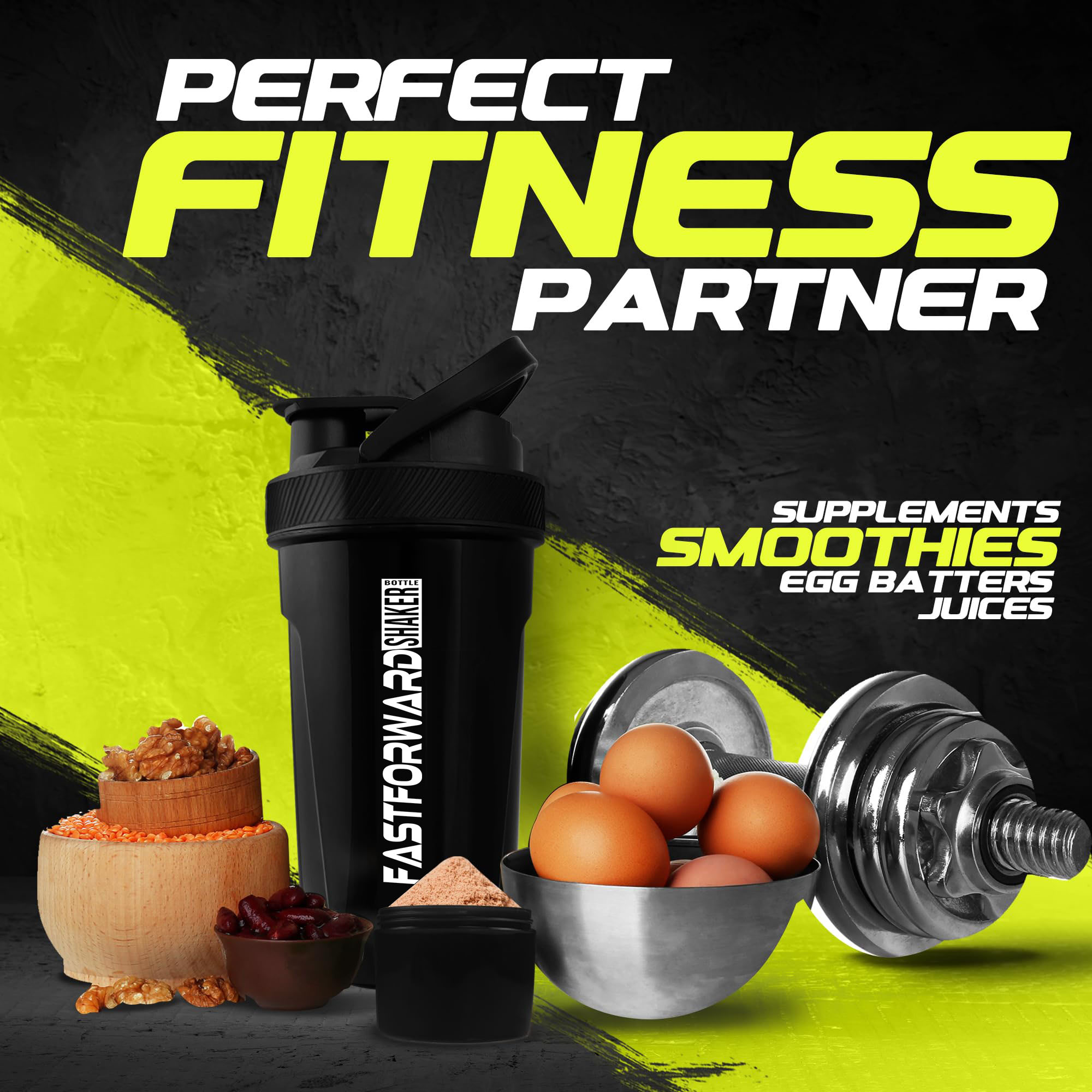 Shaker Bottle - 24 Ounce Protein Shaker Plastic Bottle for Pre & Post workout with Twist and Lock Protein Box Storage