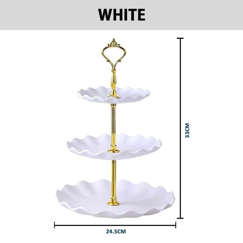 3 Tier High Tea Stand Dessert Cupcake Cakes Fruit Party Serving Platter