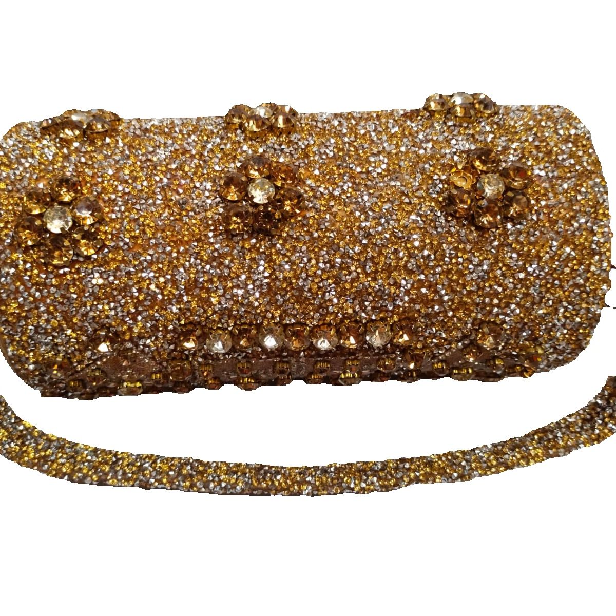 Gold 2025 rhinestone clutch