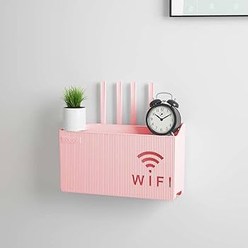 Wall Mounted WiFi Router Stand & Holder Wall Shelf | Wireless Storage Box & Decorative Cable Organizer | Wall-Mounted Modem Rack for Cord Management | Home Office Router Hider Shelf