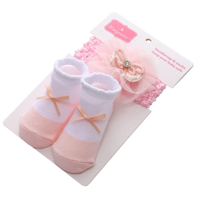 Newborn Infant Baby Girl Shoes +Headband Set First Walkers Soft Sole Bowknot Cute Shoe Toddler Walking