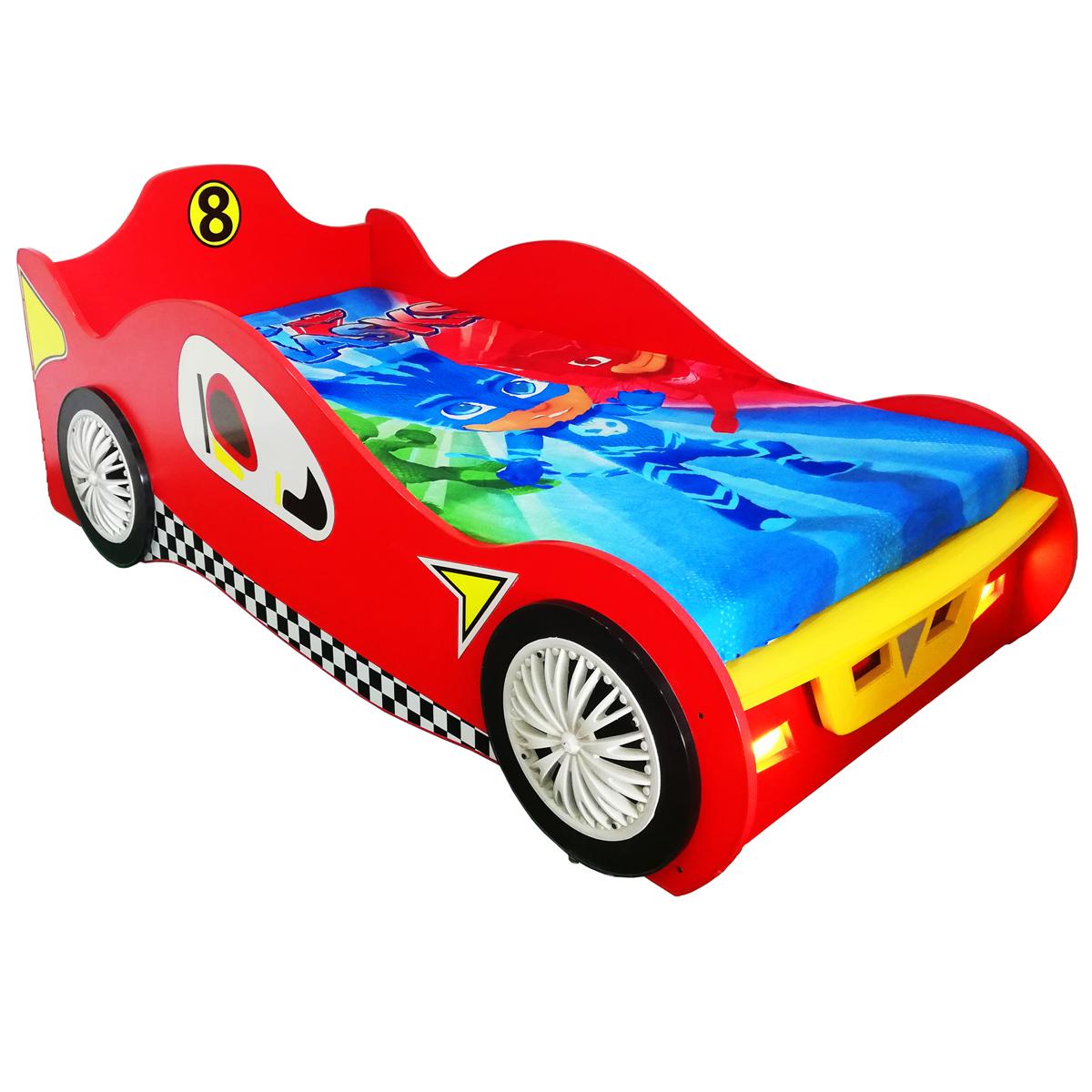 Furnishoo 8 Car Bed Sale in Pakistan - Kids Car Bed - Red Car Bed With Lights