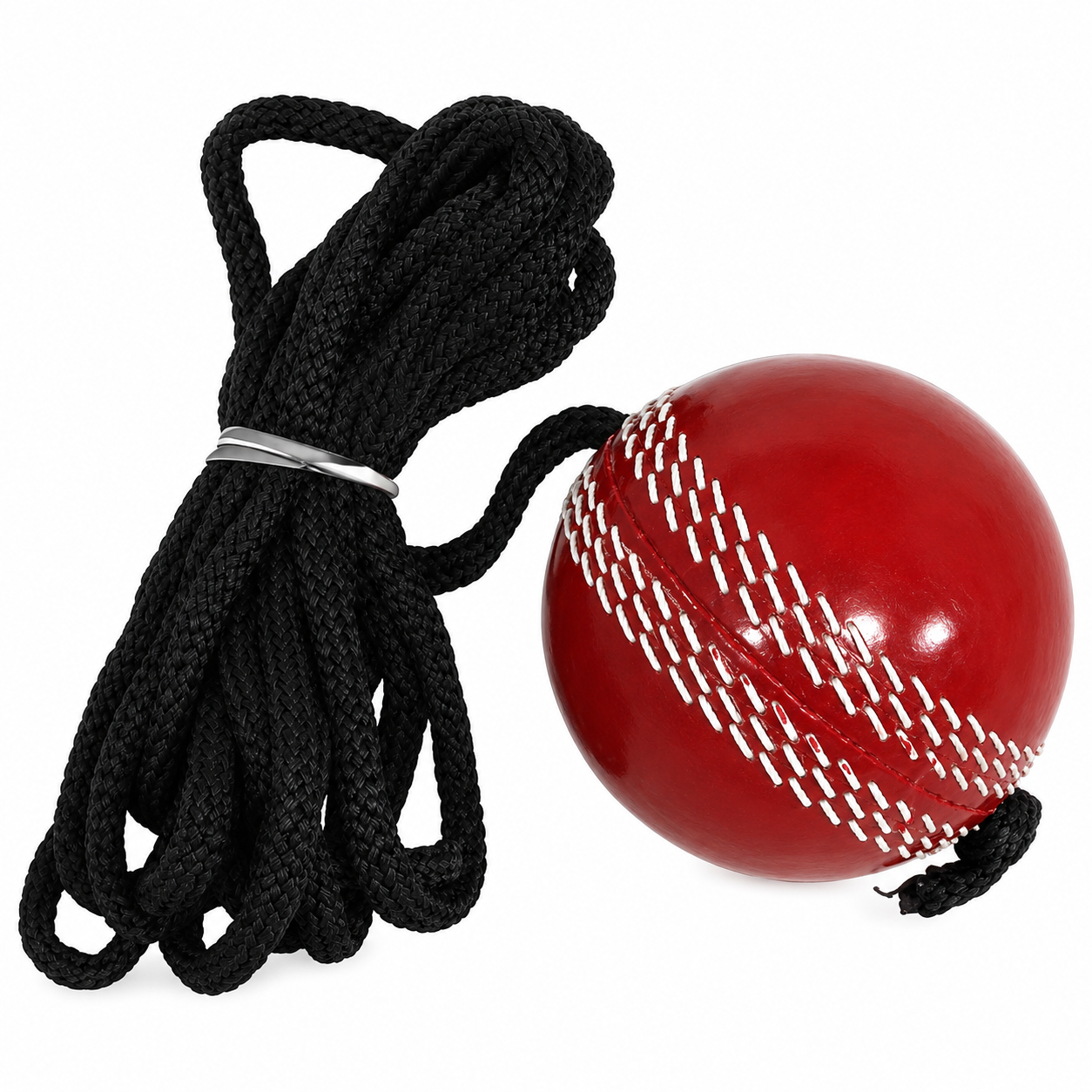 Cricket Hanging PRACTICE Ball with Rope for Bat Stroke Training | 72mm Diameter 156g | Professional Practice hard Ball Red
