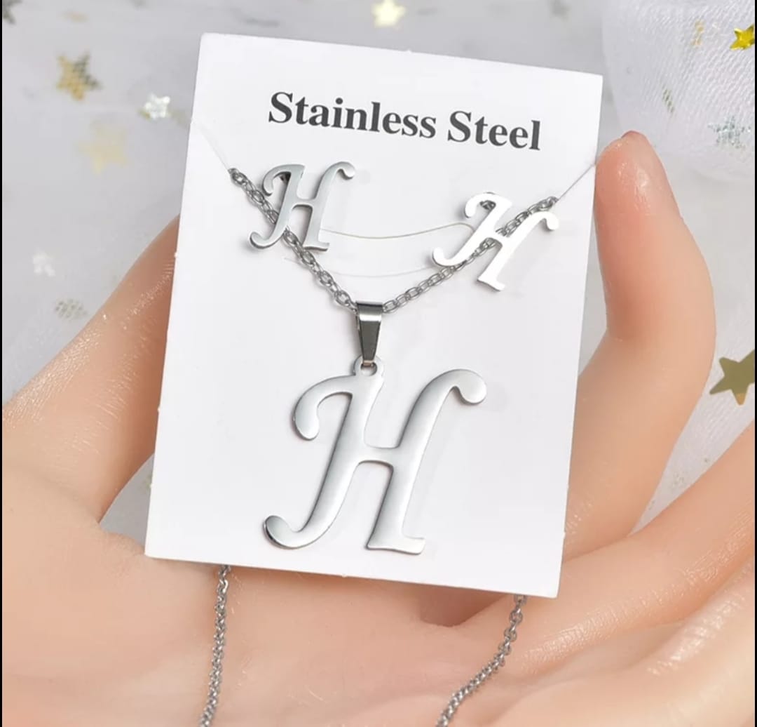 Alphabet Jewelry Set in Titanium Steel