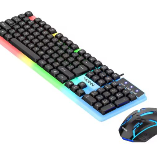 RGB Keyboard and Mouse Combo – Wired Gaming Set with 104-Key Mechanical Feel Backlit Keyboard & 1000 DPI Optical Mouse for PC