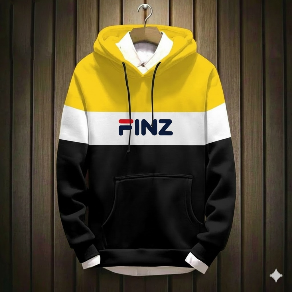 Men Winter Fleece Sweater Hoodie | Free Fire Printed Warm Wear | Color-Block Gaming Style
