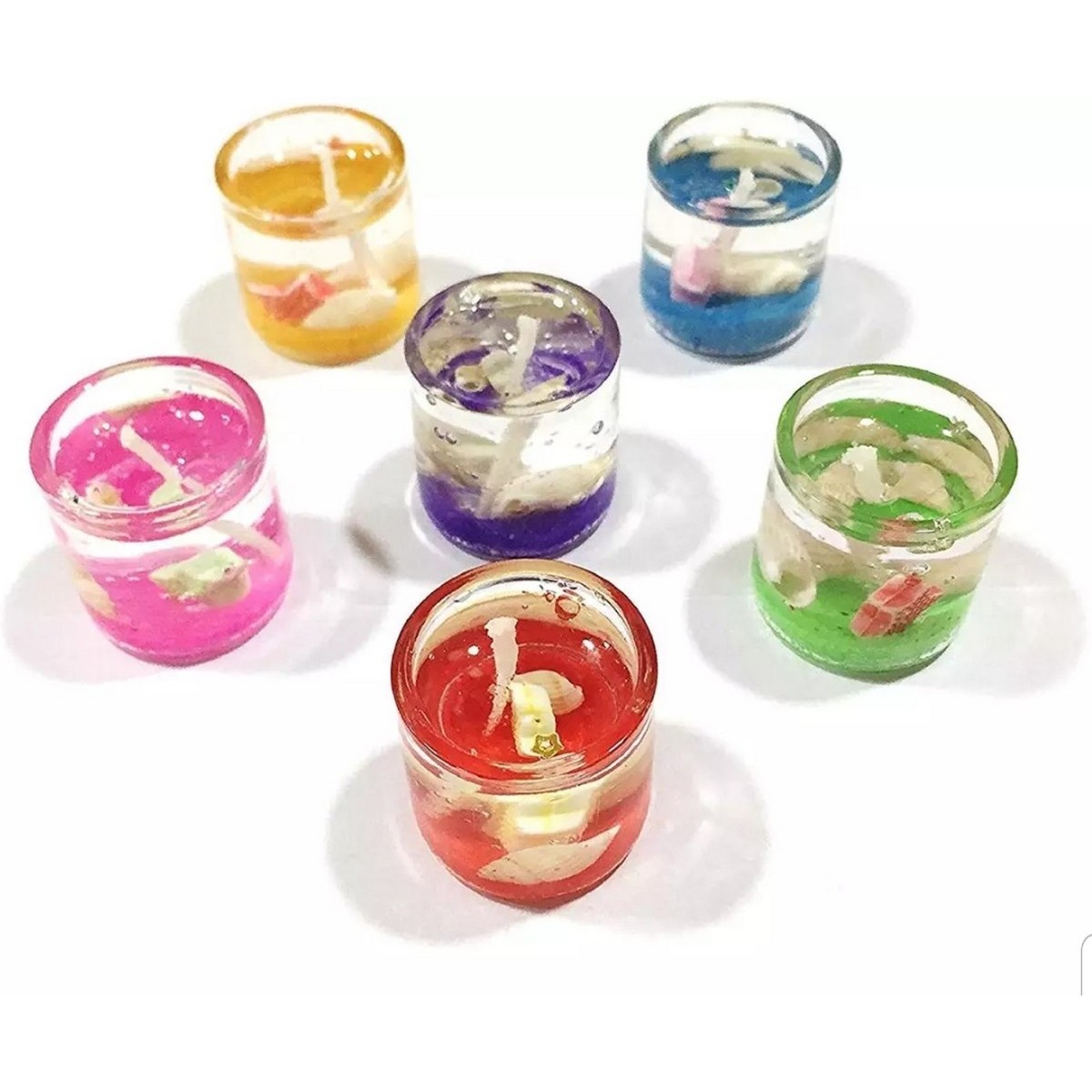Pack of 6 Romantic Home decoration Jel Candle Smokeless Jelly Tealight Candles in Glass Holder