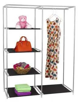 Portable Clothes Closet Compact Zip Wardrobe Closet 5 Shelves