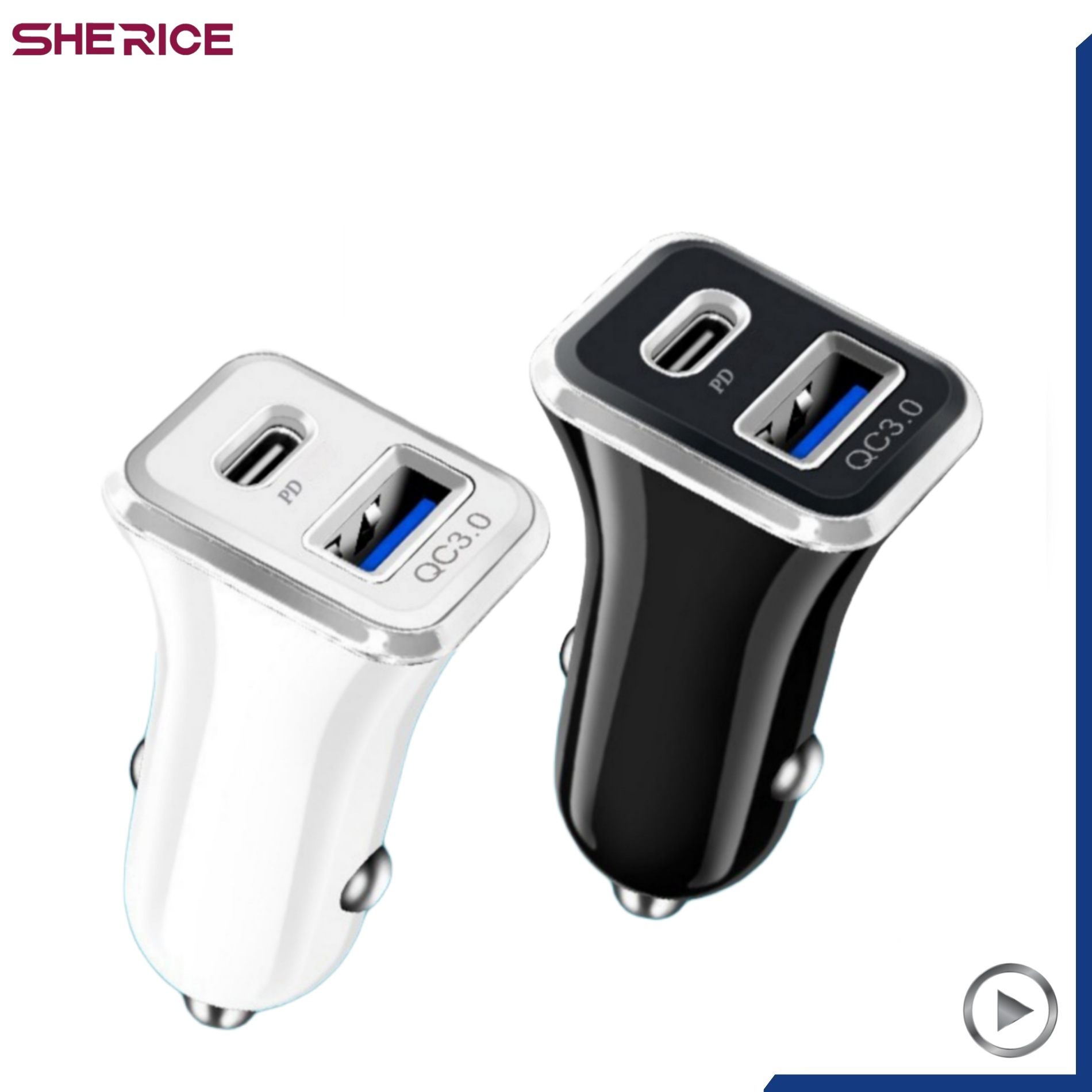 Original 20W Super Fast Car Charger Type-C PD | USB Mobile Phone Chargers in Car for all Phones Type C to C