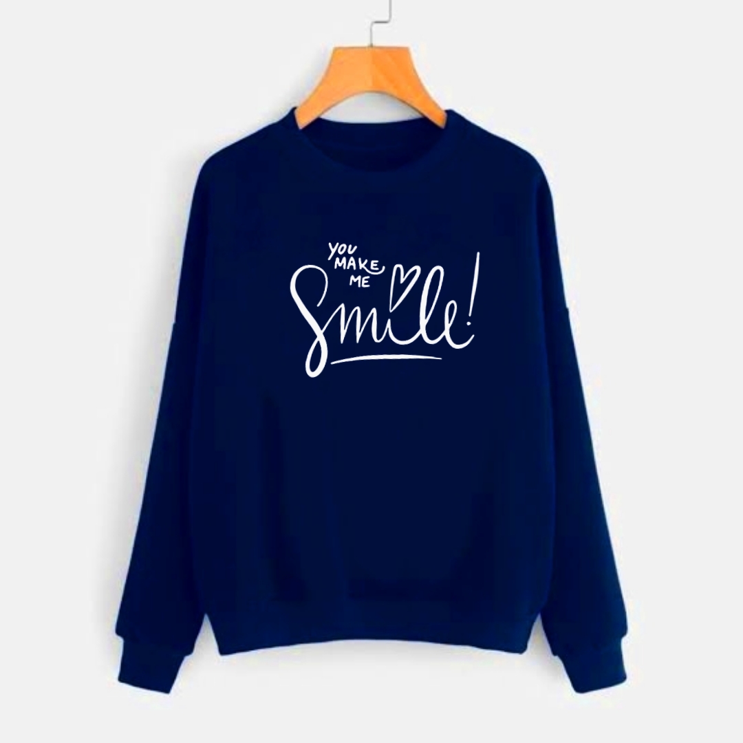 Pink Smile Printed Sweatshirt For Women - Hoodies For Girls