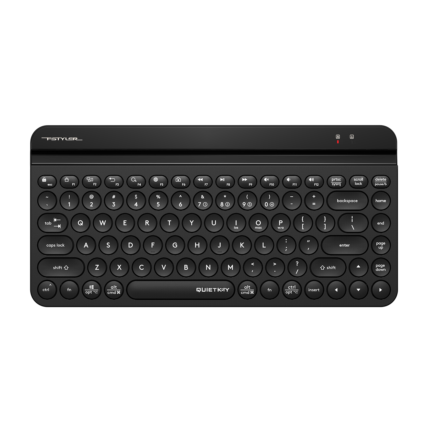 A4Tech FBK30 - Bluetooth & 2.4G Wireless Keyboard - Multi Device - QuietKey Technology - Silent Keyboard - Pairs upto 4 Devices - Smartphone Cradle - Portable Mini Keyboard - For PC/Laptop/Smartphone/Tablet/Smart TV