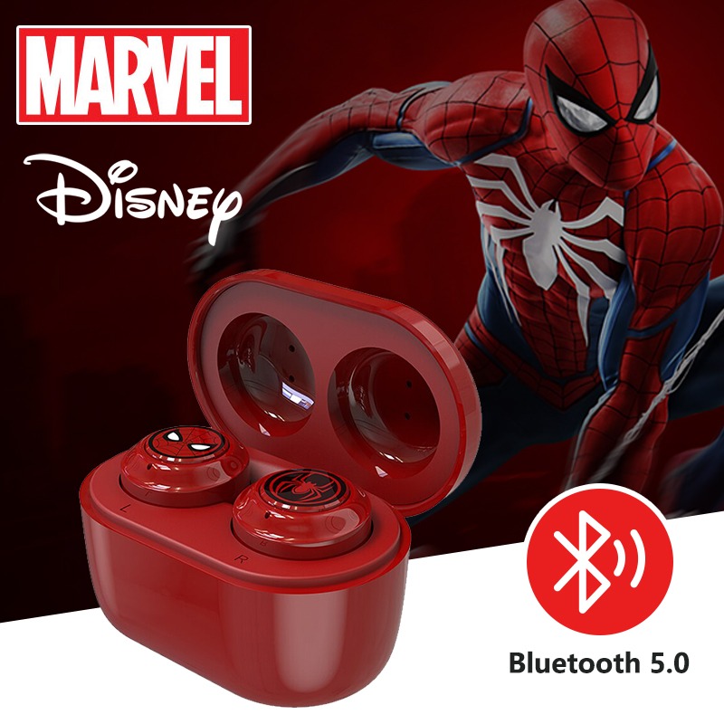 Marvel Superhero Wireless Earbuds | Avengers Bluetooth Earbuds | Iron Man, Spiderman, Captain America, Thor, Hulk Themed TWS | Deep Bass | HD Stereo Sound | Noise Cancelling | Long Battery | Fast Pairing | Touch Control | LED Display Charging Case | Light
