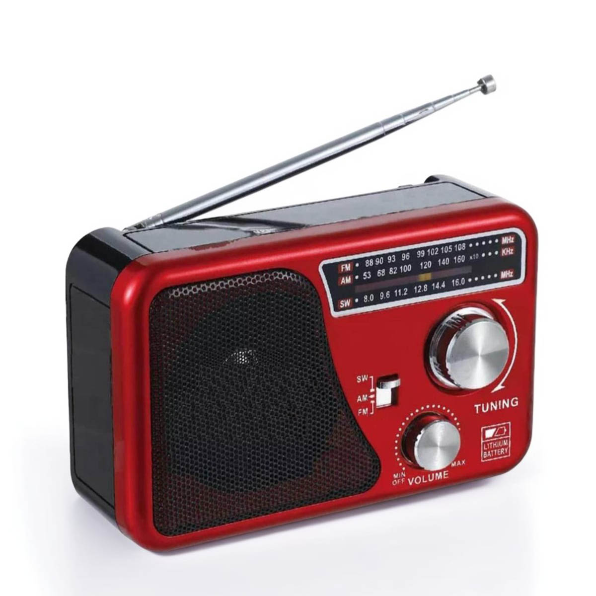 Portable 3-Band (FM/AM/SW) Rechargeable Radio with USB/TF Music Player
